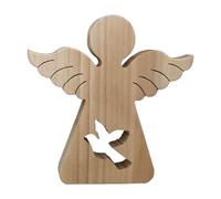 Statue D'ange, Ange Gardien en Bois de Pin, Support D'ange de Poche, Ornements D'ange en Bois, Petites Figurines D'ange Qui Tiennent dans la Main et la Poche, Cadeaux pour Première(Des oiseaux)