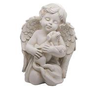 Statue d'ange avec chien, statue commémorative pour l'intérieur et l'extérieur, 17,8 cm