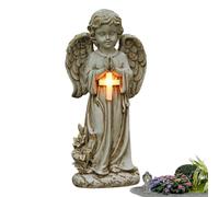 Statue d'ange de décoration de jardin, figurine d'ange d'extérieur,Décor de jardin solaire en résine avec lumière chaude - Figurines solaires, décorations pour la maison, le café et le restaura