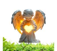 Statue d'ange de jardin - Ange priant à lumière solaire de 20 cm | Figurine d'ange en résine pour décoration commémorative extérieure | Pour porche de cimetière de patio de cour, ange résistan