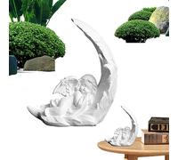 Statue d'ange en résine avec ailes endormies sur une plume, monument pour décoration jardin