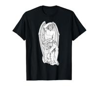 Statue d'ange Lucifer Blackwork Minimal T-Shirt Graphique avec Valeur