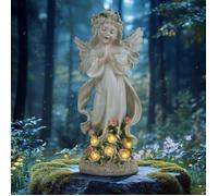 Statue d'ange solaire de jardin, sculpture d'ange gardien avec lampe solaire étanche