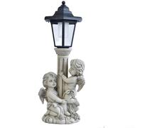 Statue d'ange solaire pour extérieur, colonne romaine antique, décoration de jardin en résine avec éclairage à énergie solaire pour terrasse, cour (piliers solaires)