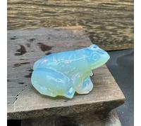 Statue d'animal Artisanal en Cristal de Quartz Naturel représentant Une Grenouille Porte-Bonheur - Décoration en Pierre d'opale Blanche