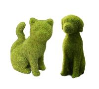 Statue D'animal En Mousse - 12 X 6,2 X 16,4 Cm - Décoration De Figurines De Chiot Floqué Vert | Figurines De Chat Et De Chien Simulées Vertes De Style Européen | Mousse Animale Artificielle De