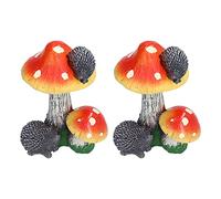 Statue d'animal Miniature en Forme de hérisson et de Champignon, décoration bonsaï pour Jardin et intérieur, 2 pièces (Champignon Orange Hérisson)