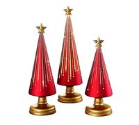 Statue d'arbre de Noël,3 pièces figurines de Noël, figurine d'arbre avec étoile en haut en résine artificielle | décoration pour la maison et l'hiver et salle de fête et table maîtresse