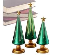 Statue d'arbre de Noël, 3 pièces, pièce maîtresse de table, figurine d'arbre avec étoile en haut en résine artificielle, pour décoration d'intérieur d'hiver, fête, salle de table et centre