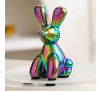 Statue D'art - Figurine Décorative De Bureau, Sculpture De Singe En Ballon 3D, Ornement Abstrait Animalier Pour Bureau, Sculpture Mignonne En Résine Pour La Maison, Cadeau(Rabbit,Bright colors)