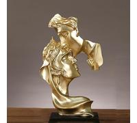 Statue d'art - Figurine décorative de Bureau, Statues en grès de l'amant Qui s'embrasse, Ornements décoratifs Abstraits en résine pour la Maison, Figurine Romantique(Gold)