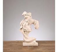 Statue d'art - Figurine décorative de Bureau, Statues en grès de l'amant Qui s'embrasse, Ornements décoratifs Abstraits en résine pour la Maison, Figurine Romantique(White)