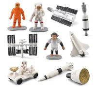 Statue d'astronaute - 10 pièces miniatures en PVC, modèles d'astronautes, fusée Saturne, navette Apollo, télescope Rover, collection Spoutnik, affichage de bureau à thème cosmique éducatif, voiture cr