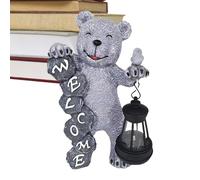 Statue de bienvenue d'ours, statues d'ours de bienvenue en plein air,Lampes solaires d'animaux, décoration de jardin extérieur, Sculpture d'ours en résine | Statues de bienvenue pour porche, statues s