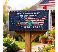 Statue de boîte aux lettres magnétique, drapeau de l'Amérique, cloche de l'Indépendance, fête de l'indépendance, couverture décorative rouge pour boîte aux lettres pour décoration de jardin et