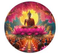 Statue de Bouddha 1000 Pièce Jigsaw Puzzles Jeux ÉduChatifs Créatif Puzzle Rond Jeu De Défi Unique pour Cadeaux De Voyage, Présent 1000pcs (67.5x67.5cm)