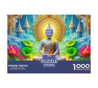 Statue de Bouddha 1000 Pièces Puzzle pour Adultes Jeu Stimulant Puzzle Anti-Stress Entraîner La Mémoire du Cerveau pour Adultes Et Enfants De 14 Ans Et Plus 38x26cm/1000pcs