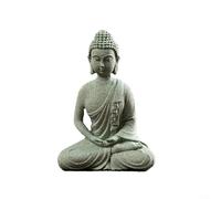 Statue de Bouddha assis de jardin en résine avec effet pierre pour patio zen, décoration intérieure, décoration paysagère pour la maison et la cour (D)