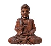 Statue de Bouddha assis en bois massif sculpté main 30cm, import Bali