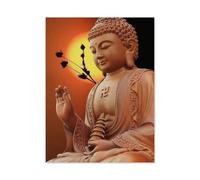 Statue de Bouddha au Coucher du Soleil，Puzzles pour Adultes 1000 Pièces Animaux Jeu De Défi Familial Cadeaux d'anniversaire pour Noël Jeux ÉduChatifs Décoration Relaxation Et Sagesse 1000pcs-M16