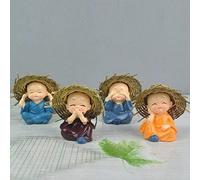 Statue de Bouddha bébé moine avec chapeau décoratif pour tableau de bord de voiture, maison et cadeau