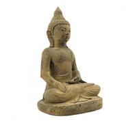 Statue de Bouddha Bhumisparsha Assis en Pierre 30cm Beige