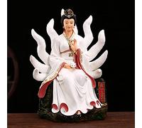 Statue de Bouddha d'accouplement en Forme de Renard à Neuf queues en résine Porte-Bonheur pour Salon, Rose/Blanc, Figurine de Yoga Zen, Sculpture Assise, décoration, Couleur Gris, Taille :