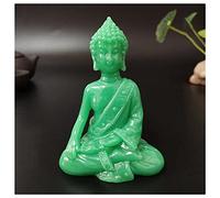 Statue de Bouddha de méditation, statues de Bouddha de méditation lumineuses Fox, ornements lumineux en jade artificiel, statuettes de Bouddha, ornements de décoration de jardin (couleur : vert clair