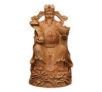 Statue de Bouddha en Bois Massif sculpté du Dieu de la Richesse Art Moderne Statue de Bouddha Porte-Bonheur Faite à la Main Décoration de Salon Statue Statue Feng Shui