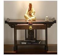 Statue de Bouddha en bois - Table de méditation personnelle avec plateau rétractable, présentoir antique de collection pour décoration d'intérieur, vase, lampe et base de théière