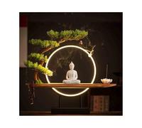 Statue de Bouddha en céramique Blanche méditante, Ornement associé à Un Anneau Lumineux d'arbre simulé, décoration Feng Shui