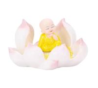 Statue de Bouddha en Méditation Thaïlande Petite Statue De Bouddha Moine Avec Base Lotus Amovible, Figurine Peinte À La Main, Sculpture Décorative Pour Maison, Le Bureau Et Voiture la Terrasse(A)