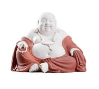 Statue de Bouddha en Méditation Thaïlande Statue De Bouddha Heureux Riant 9.8 Pouces, Sculpture Assise, Figurine En Céramique Faite À La Main, Décoration Décorative Pour Maison la Terrasse(Rot)