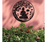 Statue de Bouddha en Métal Décoration Murale Artistique Motif Lotus 40 X 40 cm Sculpture d'arbre de La Bodhi Zen Au Design Complexe pour Intérieur Et Extérieur.