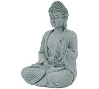 Statue de Bouddha en résine - Décoration de jardin assis - Effet zen - Aspect pierre - Figurine décorative pour la maison, la cour, la pelouse, le patio, l'espace de méditation - 4 x 8 x 12 cm (A)