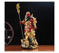 Statue de Bouddha Feng Shui Chinois Guan Yun Chang Statue Robe Verte/Robe Rouge Dieu de la Richesse Guan Gong Décoration 25,6 Pouces Décor Feng Shui Meilleur Cadeau d'ouverture Jardin de Bo