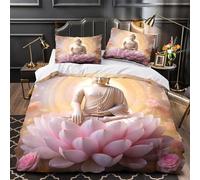 Statue de Bouddha Housse de Couette Imprimé en 3D Microfibre Hypoallergique Léger Art de méditation spirituelle_1 Parure de Lit Fermeture Éclair Super Douce Confortable for Garçon Single（135x200cm）