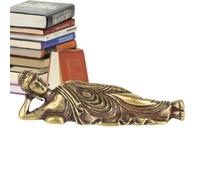 Statue de Bouddha - Mini statue de Bouddha en laiton, sculpture de bureau de méditation rétro, ornement d'idole de méditation, statue de décoration d'intérieur zen | pour jardin patio salle de yoga