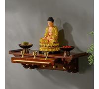 Statue de Bouddha montée au Mur Tableau d'autel du sanctuaire, Cabinet d'autel de Bouddha avec Plateau caché, Table de méditation, pour Les Maisons Temples Halles ancestrales(40cm)