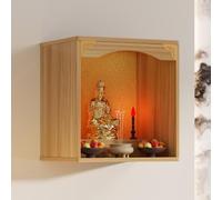 Statue de Bouddha murale Sanctuaire - Table d'autel chinois pour méditation, décoration d'intérieur zen, affichage personnel de niche, art mural spirituel, décoration bouddhiste tranquille