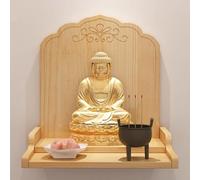 Statue de Bouddha Murale, Table d'autel de sanctuaire, Table d'encens de Niche Bouddhiste de prière en Bambou, étagère Murale, Plate-Forme de Bouddha (Couleur Primaire, 32 x 2