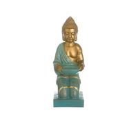 Statue de Bouddha or et turquoise - Hauteur 37 cm - Largeur 13 cm - Profondeur 16.5 cm