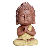 Statue de Bouddha Ornements Pose Assis Figurine de Moine Inde Yoga Mandala Sculptures Figurine Thé Animal Zen Plateau à Thé Chambre Bureau Décoration Artisanat,A