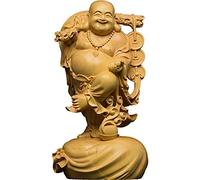 Statue de Bouddha Porte-Bonheur Maitreya en Bois - Décorations pour la Maison la Voiture - Collection de Statues de Bouddha riant - Cadeaux - Figurines de Bouddha - Décoration Feng Shui (Taille : 19