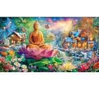 Statue de Bouddha Puzzle 1000 pièces - Cadeau Amusant Idée Cadeau Parfaite Décoration Murale pour Adultes 75x50/1000pcs