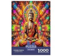 Statue de Bouddha Puzzle Amusant Divertissement Créatif Pièces Parfaitement Assorties 1000 Pièces Style mythologique Chinois Casse-tête Qualité Premium pour Adultes 52x38cm/1000pcs