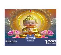 Statue de Bouddha Puzzle De 1000 Pièces pour Adultes Et Enfants Fleur de Lotus Célébrités Design Unique Décompression Progressive Et Réduction du Stress 38x26cm/1000pcs