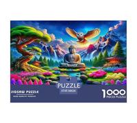 Statue de Bouddha Puzzle De 1000 Pièces pour Fleur de Lotus Adultes Et Enfants Cadeau Inspirations Voyage Et Réduction du Stress Jeu D'Intelligence De l'art 38x26cm/1000pcs