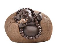 Statue de Bouddha Rieur Faite à la Main, Figurine de Bouddha, décoration d'intérieur, Ornements en céramique, Cadeau, Artisanat d'art en céramique délicat pour la Chance Le Bonheur
