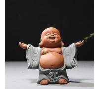 Statue de Bouddha rieur porte-bonheur - Figurine Maitreya en sable violet de 10,4 cm pour décoration Feng Shui, maison, bureau, prospérité, animal de compagnie, pour bonne chance et bonheur